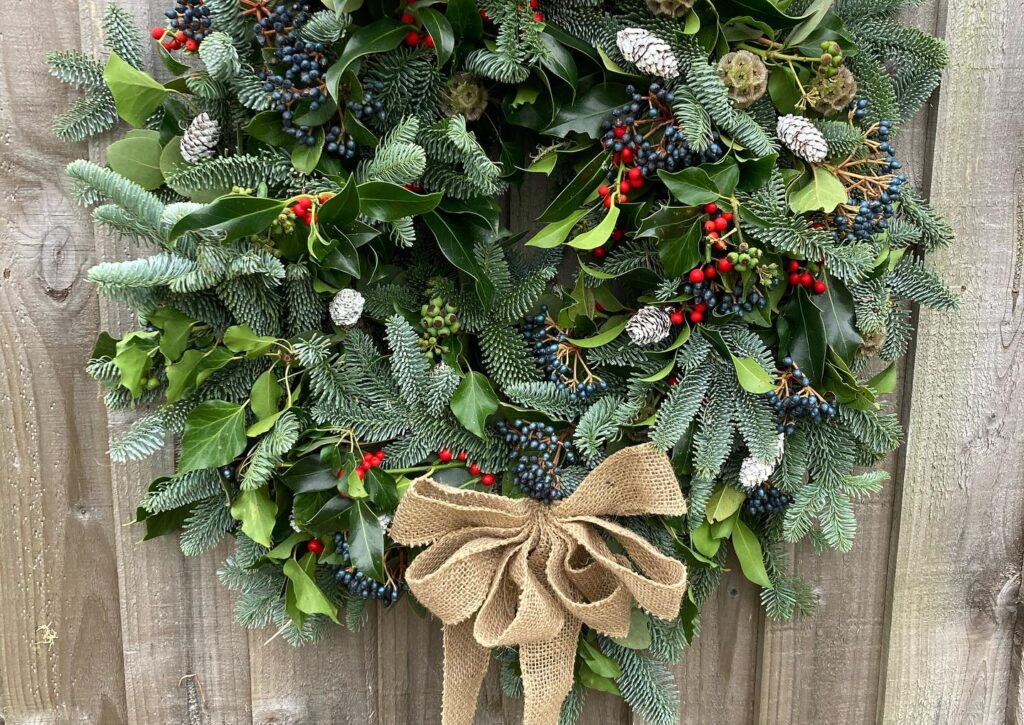 Christmas wreath making workshop Norfolk
